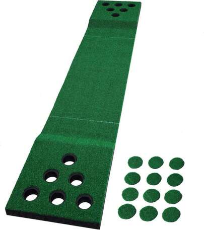 MD Sports Big Sky Pong Golf Putting Mat Game With 12 Cup Covers - Portable Outdoor Putting Green With Non-Slip Bottom For Tailgating, Backyard Parties, Beach - Outdoor Games For Adults And Family