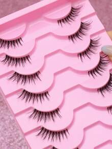 Ayrmilla 10 Pairs Messy Cat Eye Lashes, Petite & Cute Design, Suitable For Daily, Date, Vacation, Light Makeup, Spring New Arrival - Black - View 2