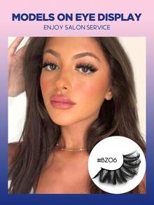 Lasvirey 7 Pairs 5D Fluffy Faux Mink Lashes Cat Eye Eyelashes Wispy Volume Eye Lashes Clear Band Flase Lashes Enlarged Eyes Slim And Long Full Strip Lashe For Rhinestone - View 2