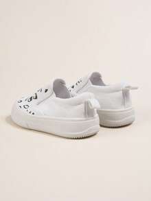 1 Pair Girls Leopard Print Slip-On Canvas Sneakers Round Toe Low Top Casual Flat Shoes Kids Daily School Shoes(Pattern Is Random) - White - View 8