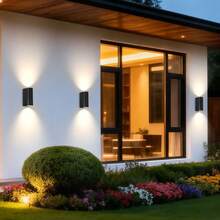 CANMEIJIA LED Garage Light, Outdoor Wall Light With GU10 Socket, Floodlight, Aluminum Decorative Courtyard Light, Indoor Wall Lamp, Outdoor Waterproof IP65 Home Lighting, Path Light, Square Wall Lamp Suitable For Outdoor Patio/Stairs/Street/Indoor/Garden/Living Room/Bathroom/Kitchen/Bedroom/Hallway/Interior Wall/Exterior Wall - 黑色 - 查看 2