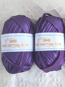 2 cuộn 200g sợi giả da chất lượng cao, thích hợp làm túi xách, giày dép thủ công, đan móc, thời trang và mềm mại. - Màu tím  Violet - Xem 6