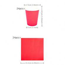 Red & Gold Rim Disposable Tableware Set, Includes 7/9 Inch Paper Plates, Paper Cups, Paper Napkins, Suitable For Birthday Party, Holiday Party, Gathering, Celebration, Wedding Tea Party, Graduation Ceremony Disposable Party Supplies - Bright Red - View 9