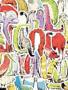 50pcs Elongated Animal Illustration Stickers Aesthetic Vibes For Journal, Phone Case, Tablet, Water Bottle, Desk, Helmet, Bike, Luggage, Waterproof Decals - Multicolor - View 3