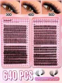 Waloshow 大容量礼盒装DIY假睫毛套装，包含10D、20D、30D、50D、80D、100D彩色假睫毛，可单独购买或组合购买，长度10-16mm，打造自然妆效，浓密纤长，超级柔软轻盈，单片分段式假睫毛，睫毛嫁接套装，适合旅行、日常佩戴（适合新手）、婚礼、约会、派对、节日等各种场合，也可作为圣诞节/万圣节/礼品假睫毛套装。 - D - 查看 10