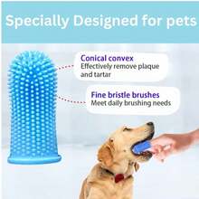 超柔软宠物指套牙刷，硅胶材质，清洁牙齿，适用于猫狗 - 粉色 - 查看 9