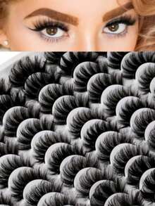 假睫毛 20 对 浓密丰盈 5D 纤细条状仿貂毛假睫毛 妈妈眼妆必备 - 彩色 - 查看 1