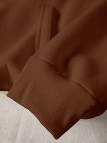 时尚百搭卡通印花连帽卫衣 - 咖啡棕 - 查看 4