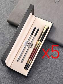 Juego de bolígrafos de metal con perlas y texto/logotipo personalizado, con recambio y caja de regalo. Bolígrafo de firma neutro de alta gama, regalo ideal para padrinos de boda, bolígrafo de negocios con diseño calado de metal, bolígrafo de caligrafía para estudiantes, bolígrafo de firma de oficina con textura de madera para adultos, regalo perfecto para maestros, padres, amigos, novio y padrinos. - Multicolor - Ver 12