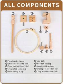 1 Khung thêu để bàn tự lắp ráp màu mơ, khung thêu chữ thập, khung thêu kim đột lỗ, làm bằng gỗ sồi nguyên khối, có thể xoay và dễ lắp ráp, thích hợp để thêu từ nhiều góc độ, kèm theo 1 vòng thêu. - A - Xem 7