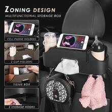 Premium Multifunctional Car Back Seat Storage Rack, Convenient Car Organizer With Tissue Box, Cup Holder For Water, Milk Tea, Drinks, Phone & Essentials, Advanced Car Storage Solution - màu đen - Xem 2