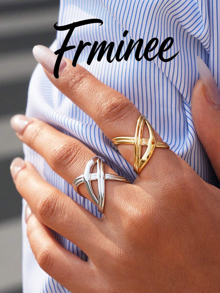 Frminee 2 piezas/1 pieza Anillos de acero inoxidable chapado en oro con diseño grueso y retorcido, adecuados para uso diario y ocasiones especiales de las mujeres