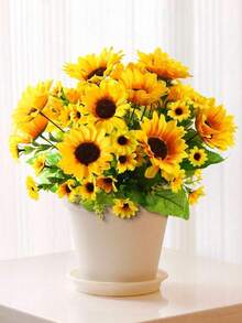 1 Bouquet Of 13 Artificial Sunflowers, Daisy Countryside Style, Suitable For Home Decor, Bedroom Decor, Mother's Day, Party Decor, Wedding, Wedding Decor, Bedroom Decor, Party Supplies, Wedding Decor, Living Room Decor, Gift For Her - Multicolor - View 6