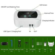 Solar Automatic Watering Kit For Garden, Automatic Drip Watering System With 15 M Watering Hose, Automatic Watering Timer For Holidays, Balconies, Flower Pots, Plants - IC201 - 查看 4