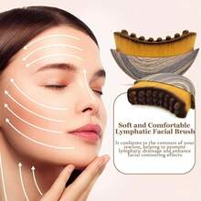 1/2pcsNew Lymphatic Contour Face Brush - Dry Brushing Face Massager For Lymphatic Drainage, Chin & Jawline Sculpting - Ergonomic Skin Fit Design To Reduce Puffiness, Relieve Fatigue - Brown - View 3
