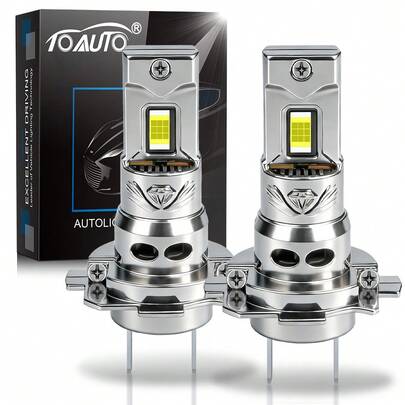 TOAUTO 2 piezas Bombillas LED para faros de coche H7 H4 H11 H1 9005 Canbus de alta potencia con chip 3570 CSP 100W 30000LM con ventilador turbo, luces de automóvil Mini H7 Plug&Play