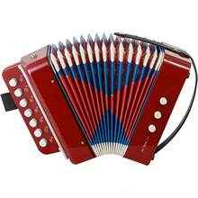 Shoze The Accordion With 10 Keys Is A Music Instrument Suitable For Beginners, Equipped With An Air Valve. It Is An Educational Instrument With A Lightweight And Portable Design, Making It Very Suitable For Early Music Education And Performance - 紅色 - 查看 1