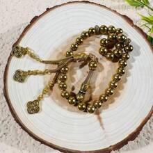 33 Beads, Double-Headed, Natural Black Calcite Bracelet, Grade 7A Natural Niche Beaded - Multicolor - View 2