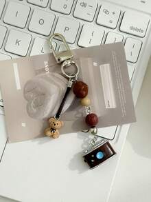 Lightweight Multi-Element Lanyard 1pc Vintage Series Phone Charm Pendant, Creative Camera & Bear Bag Charm Keychain, CCD Camera Hanging Accessory, Suitable For Daily Wear Spring Birthday Gift - Multicolor - View 5