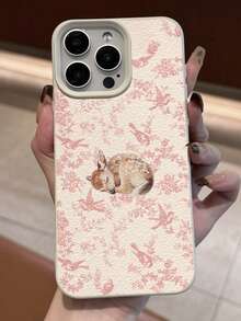 1pc Floral Deer Pattern Leather Texture Phone Case, Full Body Shock-Proof TPU Protective Cover, Compatible With Iphone XR 11 12 13 14 15 16 Plus 17 Pro Max Air Series, A13, A14, A15, A16, A21S, A32, A33, A34, A35, A36, A52, A53, A54, A55 Series, Fashionable Multicolor, High-End Protective Phone Case, Suitable As A Gift, Ideal For Valentine's Day Gift For Both Men And Women - Multicolor - View 4