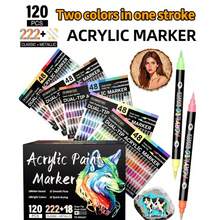 新款狼纹双头双色丙烯马克笔,12/24/36/48/60/84/120支套装,每支笔包含24/48/72/96/120/168/240种颜色,适用于各种绘画和艺术创作 - 彩色 - 查看 22