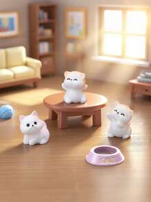 10pcs Cat Shaped Small Resin Figurines, Miniature Garden Landscape Decor Accessories, Suitable For Desktop, Car, Room Decoration, Creating A Warm And Cozy Living Space, Wishing You A Gentle And Comfortable Daily Life - A - View 4