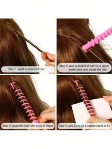 10/20pcs Curling Iron, Spiral Hair Curler, DIY Hairstyling Tool, No-Heat Spiral Hair Curler, Spiral Curling Styling Curler Accessories, DIY Hairstyling Tool - Multicolor - View 5