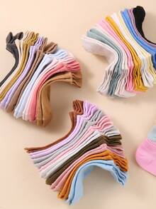20 pares de calcetines de tobillo deportivos y casuales, de unicolor y transpirables para niños, regalo de vuelta al colegio, primavera/verano - Multicolor - Ver 2