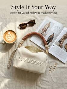 Burberry 1个帆布手提袋，压纹logo设计，编织手柄，优雅大方，适合日常使用、旅行、伊斯兰节日礼品。 - 彩色 - 查看 6