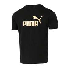 Puma Daily Commute Casual Wear Short Sleeve T-Shirt Men's ESS-METALLIC-No.1-Logo-Tee Comfortable Soft Training Sports Top 694448-01 - Black - View 2