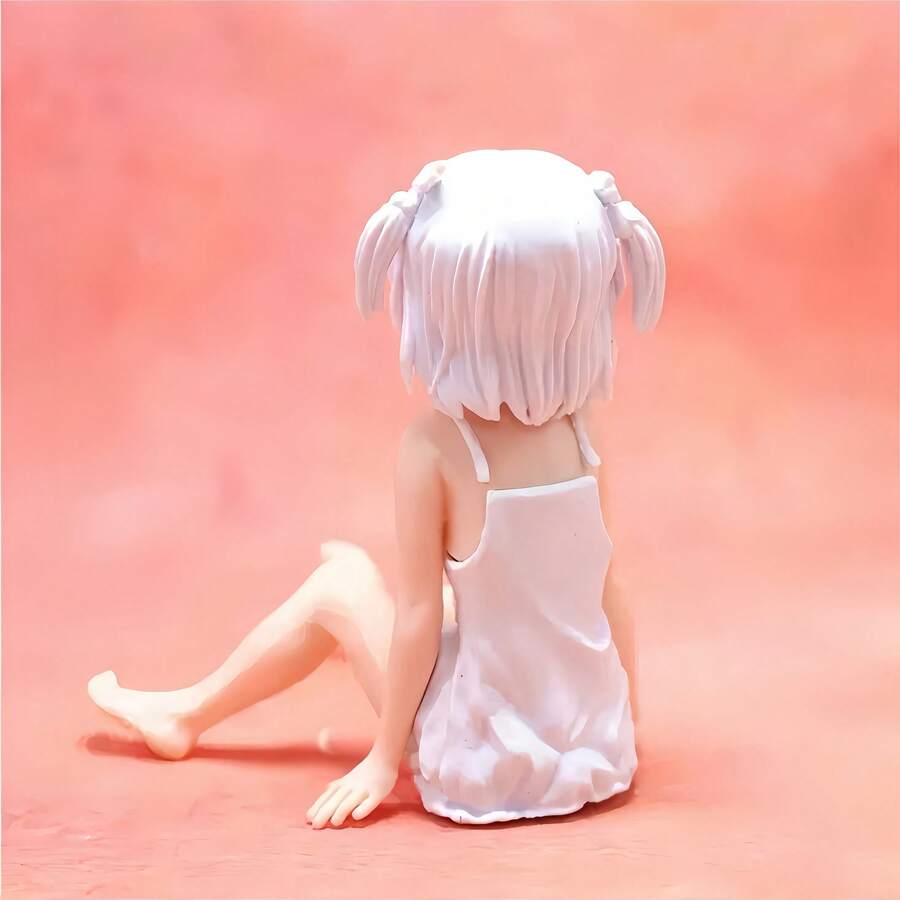 1pc White Slim Dress Figure Statue, Anime Character Collectible Figurine, Suitable For Anime Fans, Home/Office Decor, Anime Photography Background, Cute Pose, Detailed Outfit And Expressive Face, Handmade Anime Style Figurine - Multicolor - View 1