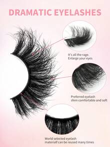 ENCHUW 4 Pairs Eyelashes Fluffy False Lashes Wispy Full Eye Lashes 25mm Long D Curl Strip Eyelashes Pack Reusable Fake Eyelashes That Look Like Extensions - Black - View 3