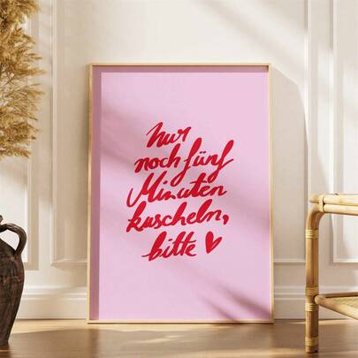 1pc Five-Minute Hug Poster | Digital/Printed Framed | Handwritten Font Dopamine Powder | Living Room Bedroom | Home Couples Love Canvas Wall Art, Funky Girl Art, Inspirational Quote Art, Home Decor, Canvas Hanging.