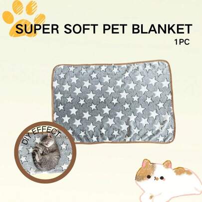 1pc Soft Dog Blanket, Warm Flannel Small/Medium Dog Blanket With Paw Print, Small/Medium Dog & Cat Flannel Blanket