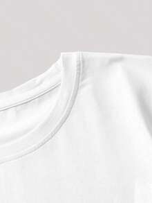 女士宽松圆领短袖T恤，休闲日常沙滩装，鸡尾酒会主题印花，简约休闲夏季上衣 - 白色 - 查看 3