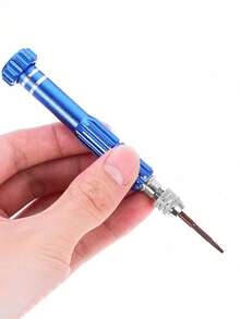 1pc Blue Aluminum Alloy 5-In-1 Screwdriver Disassembly Tool, Multi-Functional Screwdriver Set Suitable For Glasses, Phones, Laptops - Blue - View 7