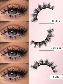 10/20 Pairs Of 3D Fluffy Artificial Mink Eyelashes, Slim False Eyelashes, Thick False Eyelashes, Curling False Eyelashes, 3D Natural False Eyelashes, Suitable For Holiday Parties, Cat Eye Lashes For Cosplay, Manga, And Various Occasions, Strip Lashes, Lashes, Eyelashes, Fake Lashes - màu đen - Xem 3