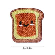 1pc Cute Toast Embroidered Patch, Orange/Blue Color Options, DIY Decor Suitable For Backpacks, Jackets, Hats, Jeans - biru - View 3