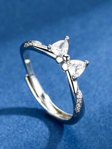 1枚“逃亡公主”蝴蝶结可调节戒指，独特设计，优雅甜美时尚，日常浪漫开口戒指，女士适用 - 蝴蝶結戒指 - 查看 2