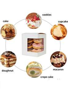 10PCS/1PC/ Multi-Purpose Clear Window Gift Box For Candy, Cake & Cookies, 11x11x12.5cm - White - View 3
