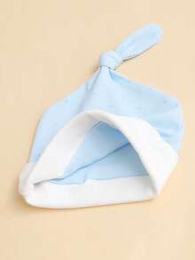 momscare 4件套婴儿围兜和帽子套装，长颈鹿图案，蓝色系列，新生儿护理帽（男女通用） - 彩色 - 查看 5