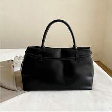 Women's Suede Tote Bag – Casual Faux Suede Shoulder Bag, Large Capacity Stylish Tote, Suitable For Work And Travel - Black leather upgrade - 查看 9