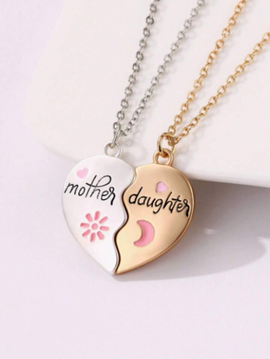 1 Set Oil Drop Magnetic Pendant Jewelry, Mother-Daughter Matching Accessory, Mother's Day Gift - Heart-shaped Magnetic Necklace - View 1
