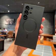 1PC Black Luxury Magnetic Phone Case Compatible With Samsung Galaxy S26Ultra/S26Plus/S26/S26Edge/S26Pro/S25Ultra/S25Plus/S25Edge/S25FE/ S24 S25 S22 S23 Ultra Plus S20 S21 FE Note 20/A57/A37A17/A07/A56/A36/A26/A55/A35/A25/A15/A24/A34/A14/A16/A06/A05S, Soft TPU Material, Christmas Giftl,Bumper Shockproof Metallic Luster Phone Case - Black - View 11