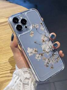 1pc  Ins Style Space Shell Transparent Cream Protective Phone Case Compatible With Apple  17 Pro Max Case - Clear 3 - View 5