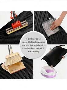 1pc Double-Layer Cat Litter Mat, Anti-Slip Pet Cleaning Mat To Collect Litter, Waterproof Cat/Dog Litter Box Mat - Black - View 5