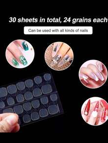 2400pcs (100 Sheets) Double-Sided Nail Stickers, Suitable For Press-On Nails, Jelly Double-Sided Nail Gel Stickers, Adhesive Stickers, Nail Sticker Paper, DIY Nail Sticker Paper - Army Green - View 9