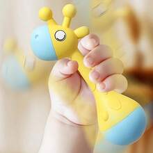 Giraffe Sensory Toy, Baby Rattle With Soothing Sounds, Soft Tactile And Easy To Grasp, Helps Develop Motor Skills And Emotional Stability, Suitable For 0-24 Months Infants, Yellow And Blue, Learning Toy - Multicolor - View 6
