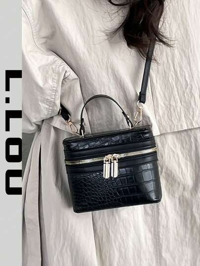 New Arrival Color Block Patchwork Box-Shaped Crossbody Bag, Fashion One Shoulder Messenger Handbag