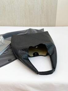 Bolso de hombro de mujer de gran capacidad y unicolor vintage, bolso cruzado multifuncional, bolso de mano, bolso cruzado de gran capacidad, bolso de trabajo casual (el color y la imagen pue - Negro 4 - Ver 9